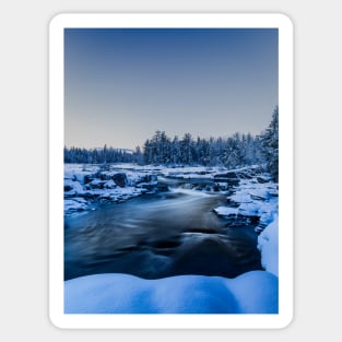 Winter Pabineau Falls River, New Brunswick Canada V2 Sticker